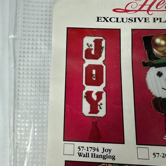 JOY WALL HANGING--Christmas--Holly--Word--Mesh-Plastic Canvas Holiday Kit. VTG! - Picture 1 of 5